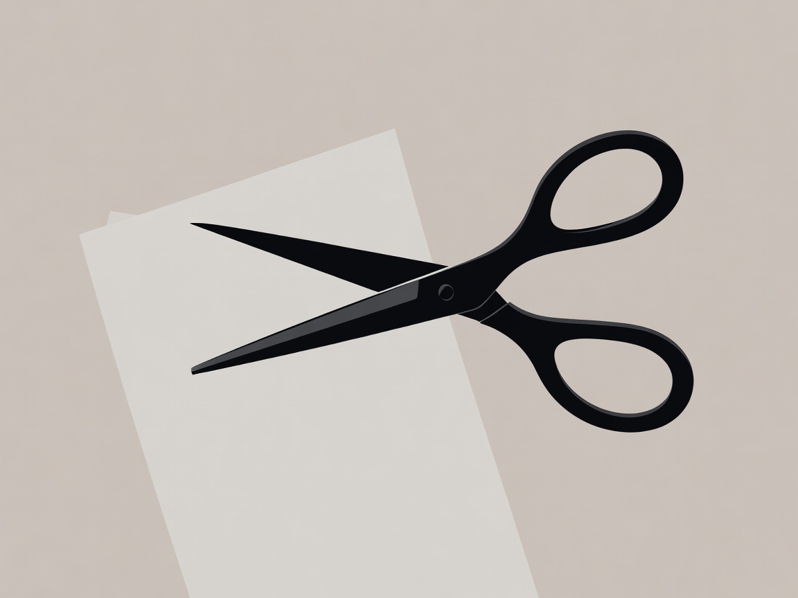 Abstract flat vector illustration of scissors cutting paper