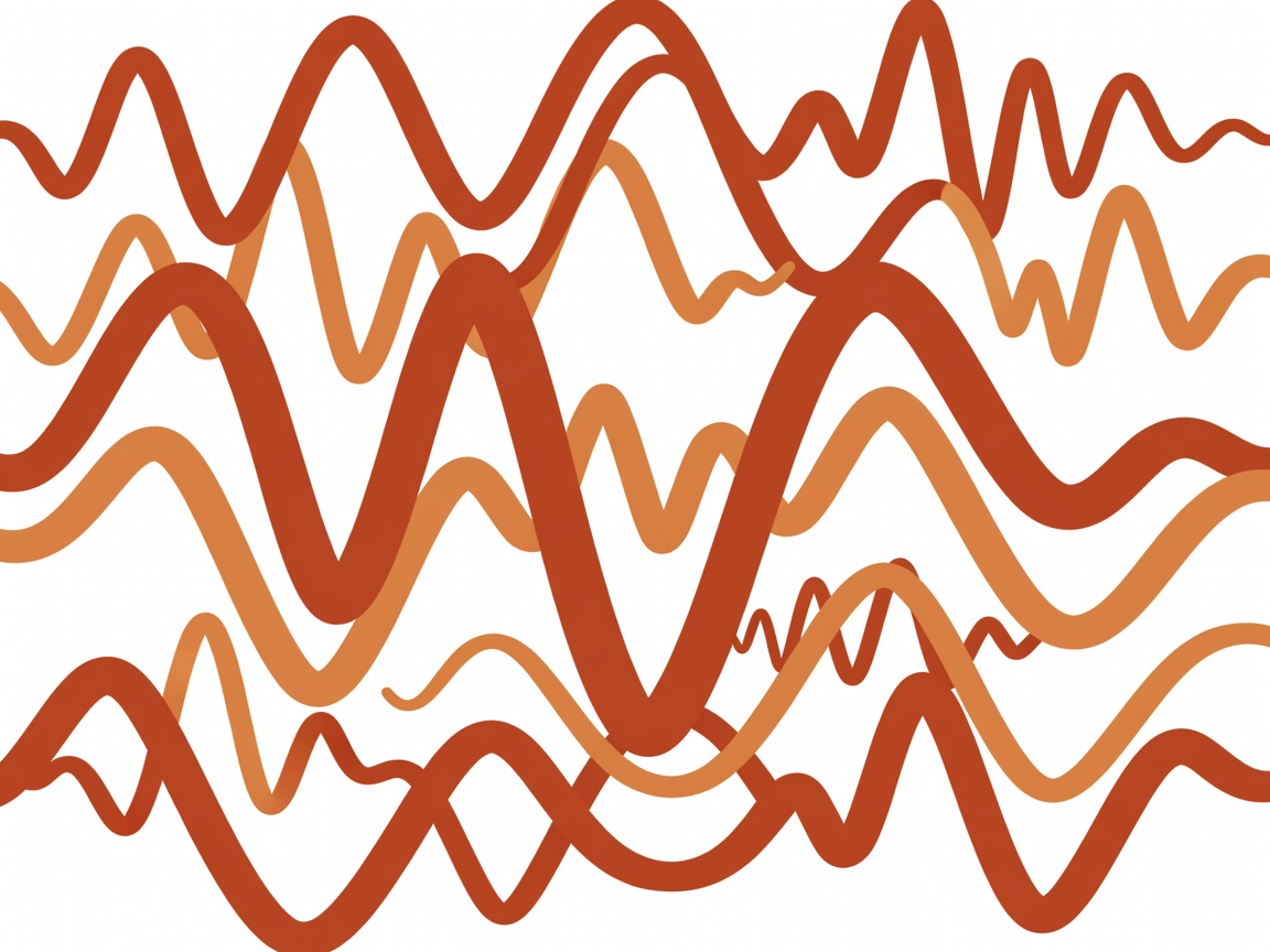 Abstract flat vector illustration of sound waves oscillating in terracotta